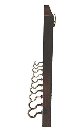 Magnifique porte-clés mural en bois clouté de fleurs argentées (10 crochets, marron, argent)
