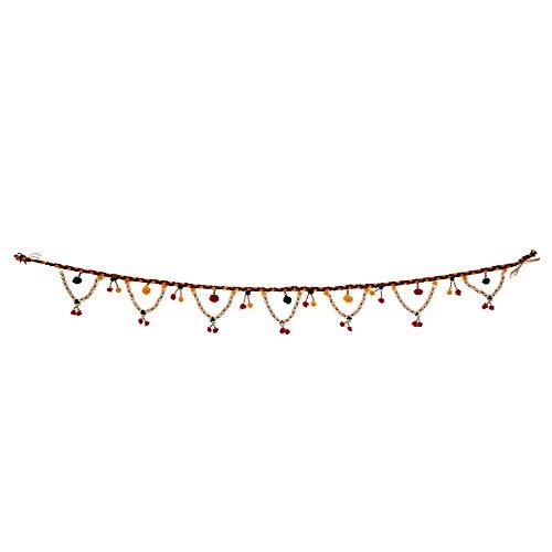 Toran de porte fait main avec pompons et perles pour la décoration de porte et de maison, et la décoration de Diwali (multicolore) - 96,5 cm