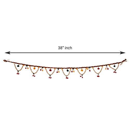 Toran de porte fait main avec pompons et perles pour la décoration de porte et de maison, et la décoration de Diwali (multicolore) - 96,5 cm
