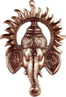 Décoration Murale et de Porte en Métal d'Aluminium avec Visage de Soleil pour la Maison (Marron, 30 cm)