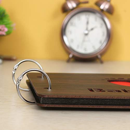 Livre de souvenirs/album photo DIY en bois (26 x 16 x 4 cm, 30 pages noires)