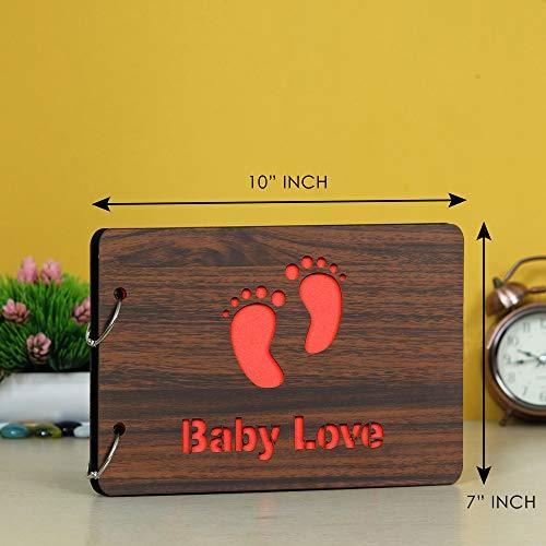 Livre de souvenirs/album photo DIY en bois (26 x 16 x 4 cm, 30 pages noires)
