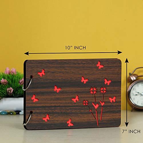 Album photo souvenir scrapbooking en bois à faire soi-même (26 x 16 x 4 cm, 30 feuilles, 0,5 kg)