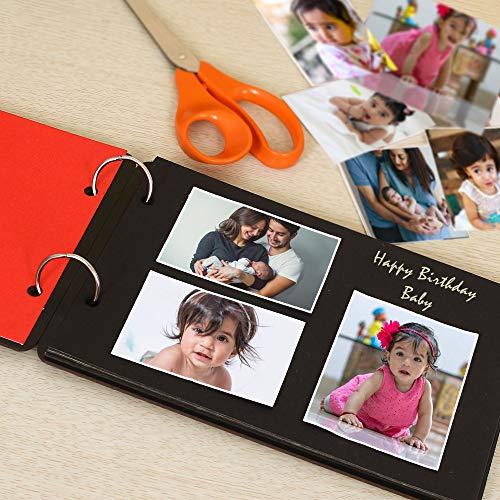 Livre de souvenirs/album photo DIY en bois (26 x 16 x 4 cm, 30 pages noires)