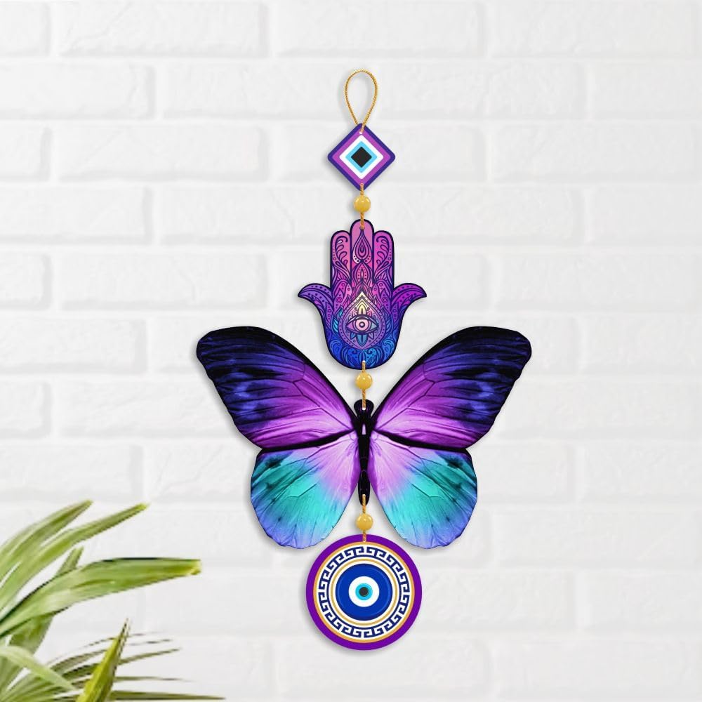 Premium Printed Evil eye Wall Hanging For Home And Office Decor Wall Hanging Wooden Art Decoration Item for Living Room|Home Decor| Gifts| Quotes Decor Item|Wall Sculpture (14X8)