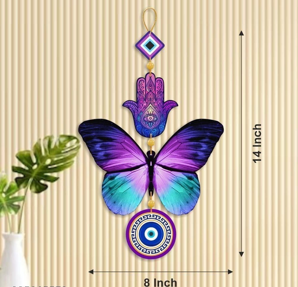 Premium Printed Evil eye Wall Hanging For Home And Office Decor Wall Hanging Wooden Art Decoration Item for Living Room|Home Decor| Gifts| Quotes Decor Item|Wall Sculpture (14X8)
