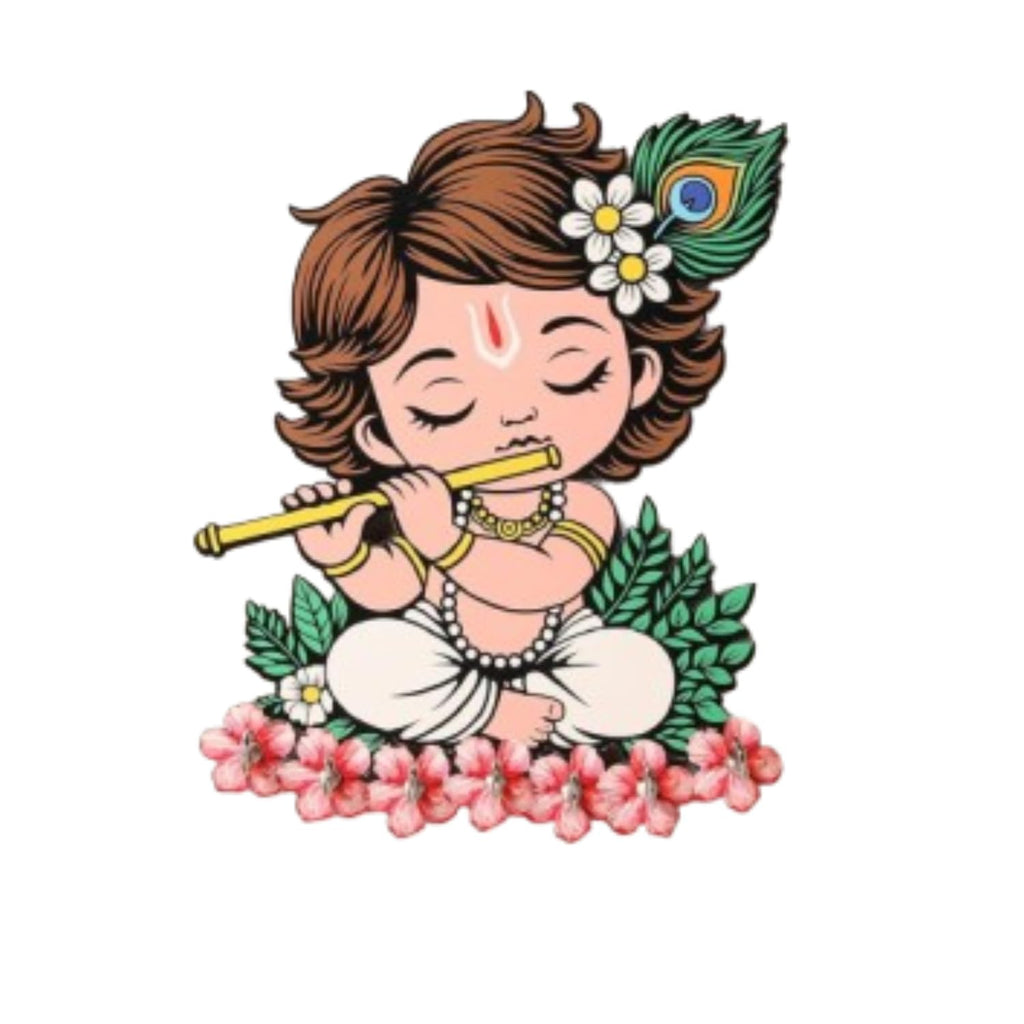 Porte-clés mural décoratif Premium en bois motif mignon Krishna pour la maison/le bureau, support pour clés mural pour la maison