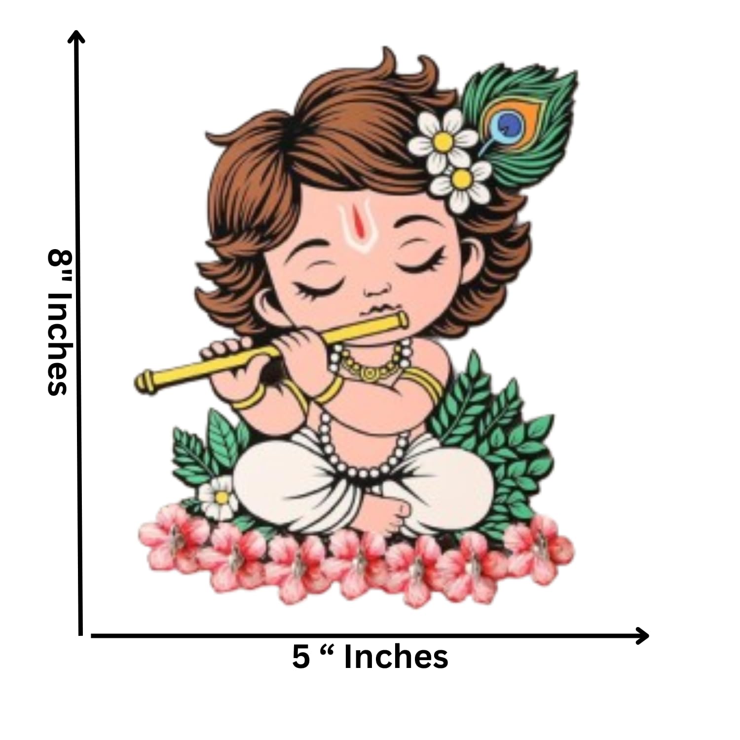 Porte-clés mural décoratif Premium en bois motif mignon Krishna pour la maison/le bureau, support pour clés mural pour la maison