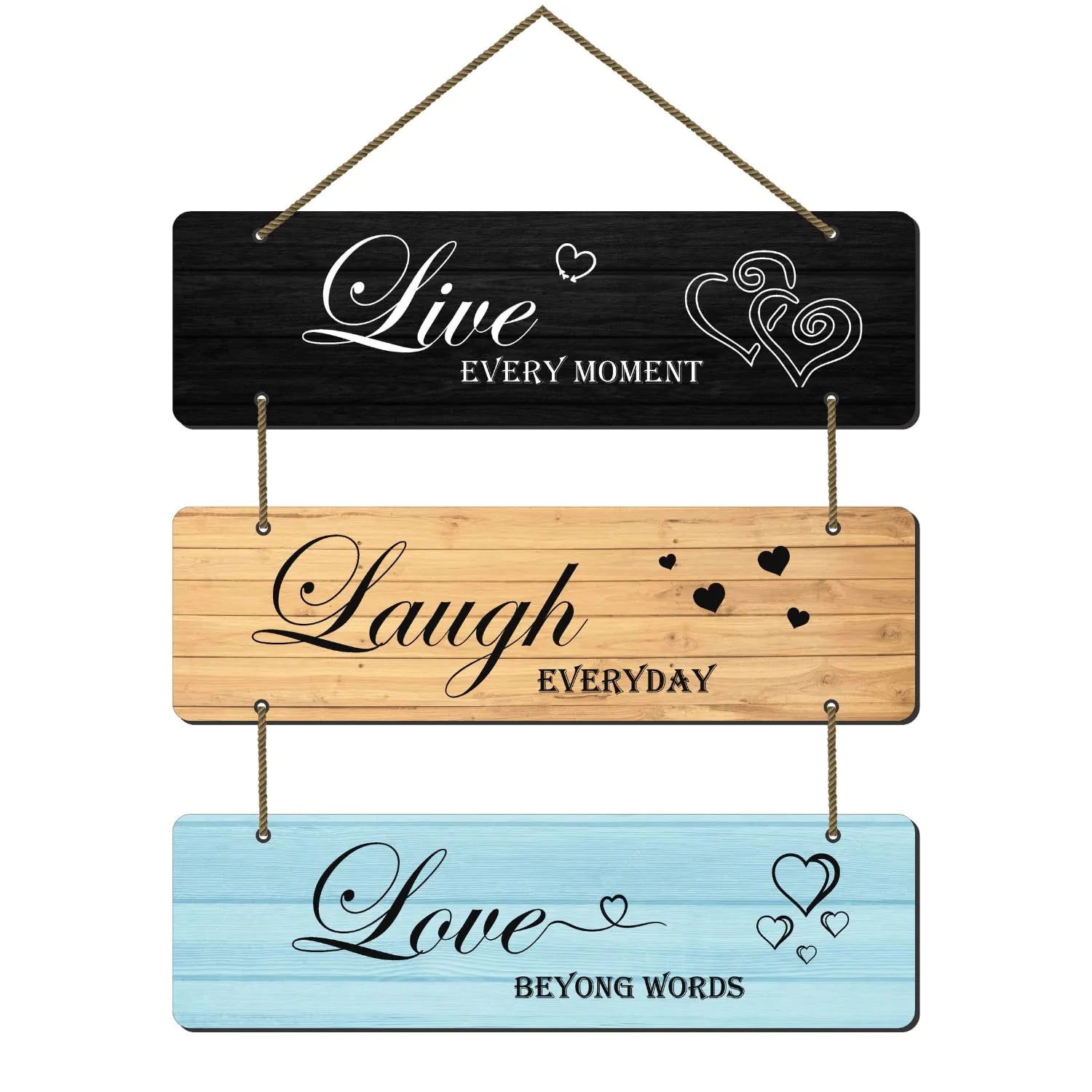 Décoration murale décorative en bois « Live Love Laugh » pour salon | Chambre | Décoration intérieure | Cadeaux | Article de décoration à citation | Art mural pour couloir | Décoration murale en MDF
