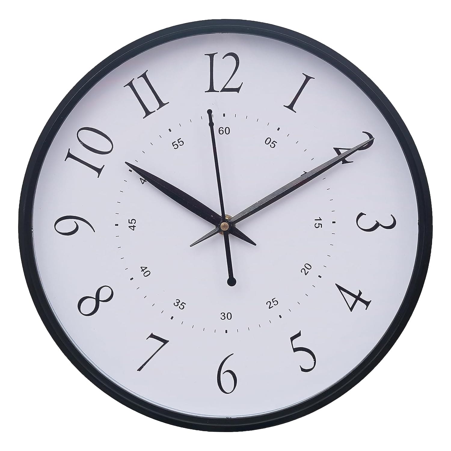 Horloge murale en plastique de qualité supérieure pour la décoration de la maison et du bureau / Horloges murales de bureau / Horloge murale pour le salon (silencieuse, 25 cm) (noir)
