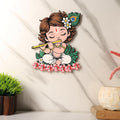 Porte-clés mural décoratif Premium en bois motif mignon Krishna pour la maison/le bureau, support pour clés mural pour la maison