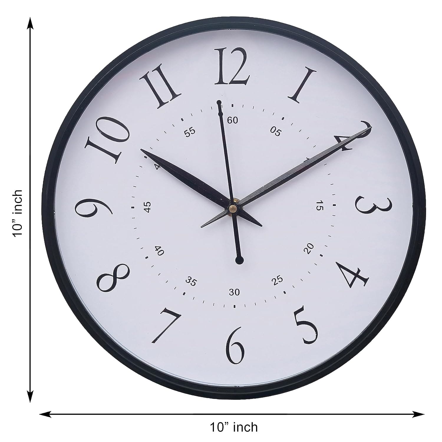 Horloge murale en plastique de qualité supérieure pour la décoration de la maison et du bureau / Horloges murales de bureau / Horloge murale pour le salon (silencieuse, 25 cm) (noir)