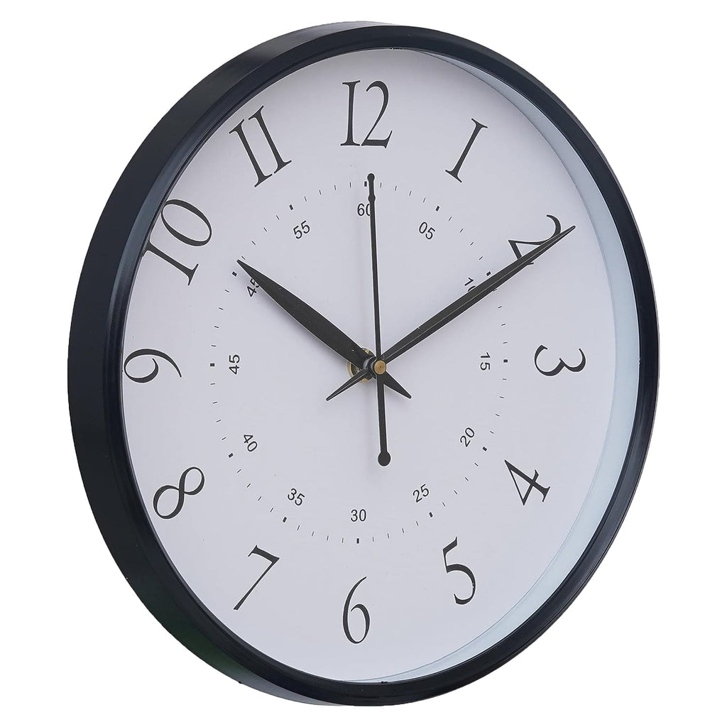 Horloge murale en plastique de qualité supérieure pour la décoration de la maison et du bureau / Horloges murales de bureau / Horloge murale pour le salon (silencieuse, 25 cm) (noir)
