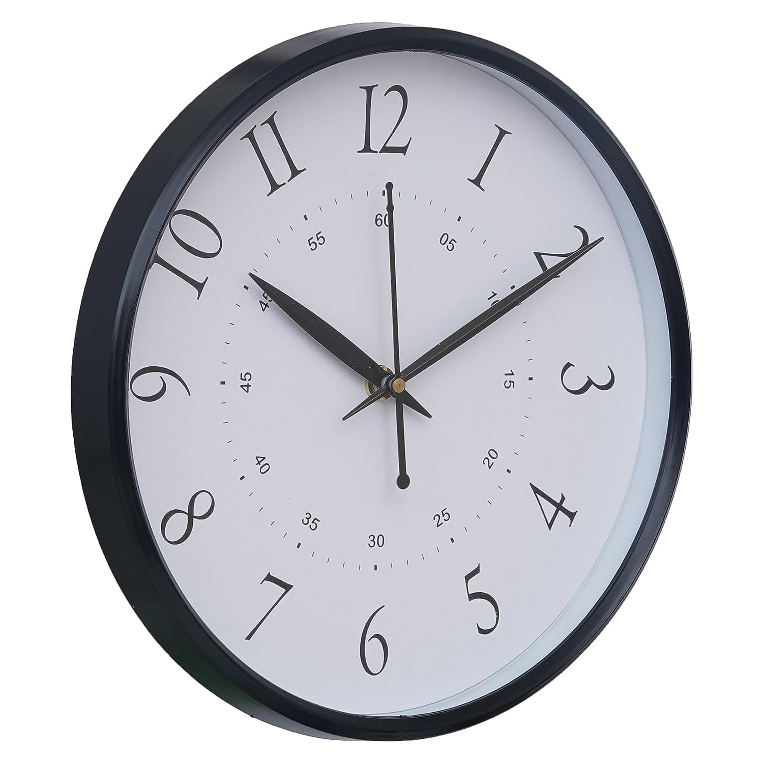Horloge murale en plastique de qualité supérieure pour la décoration de la maison et du bureau / Horloges murales de bureau / Horloge murale pour le salon (silencieuse, 25 cm) (noir)