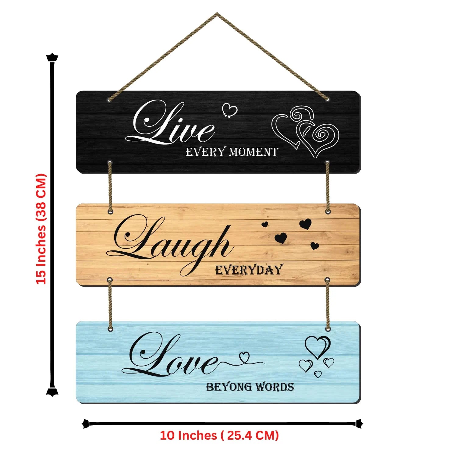 Décoration murale décorative en bois « Live Love Laugh » pour salon | Chambre | Décoration intérieure | Cadeaux | Article de décoration à citation | Art mural pour couloir | Décoration murale en MDF