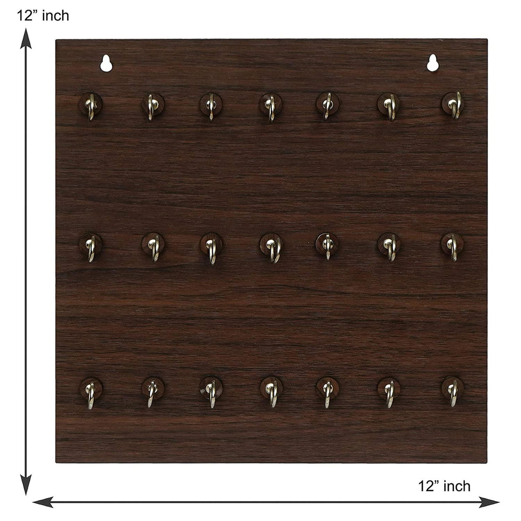 Porte-clés mural haut de gamme en bois – 21 crochets (Marron)