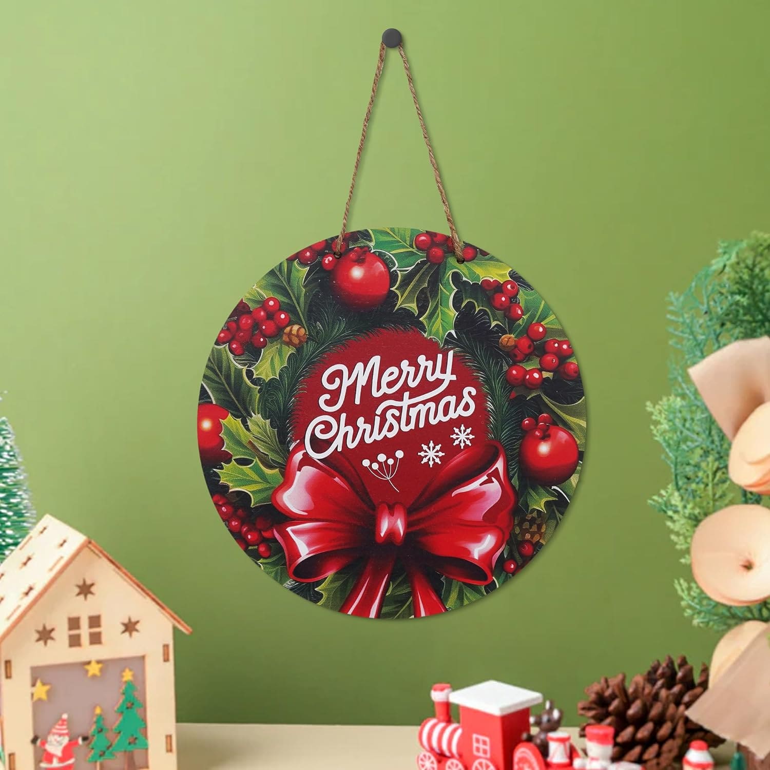 Tentures murales de Noël imprimées haut de gamme pour la décoration de la maison et du bureau Articles de décoration de Noël (Multicolore_36,8 cm)