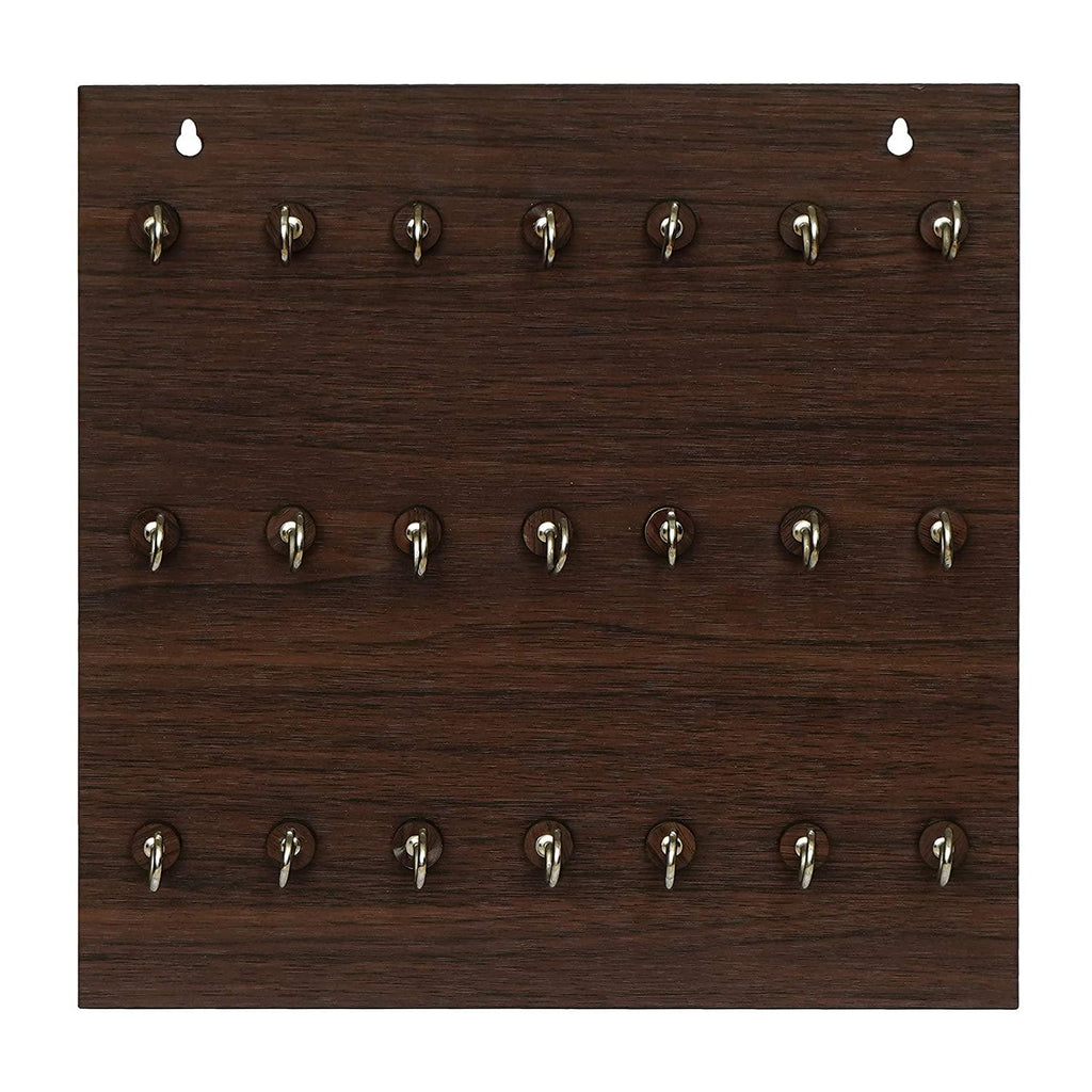 Porte-clés mural haut de gamme en bois – 21 crochets (Marron)