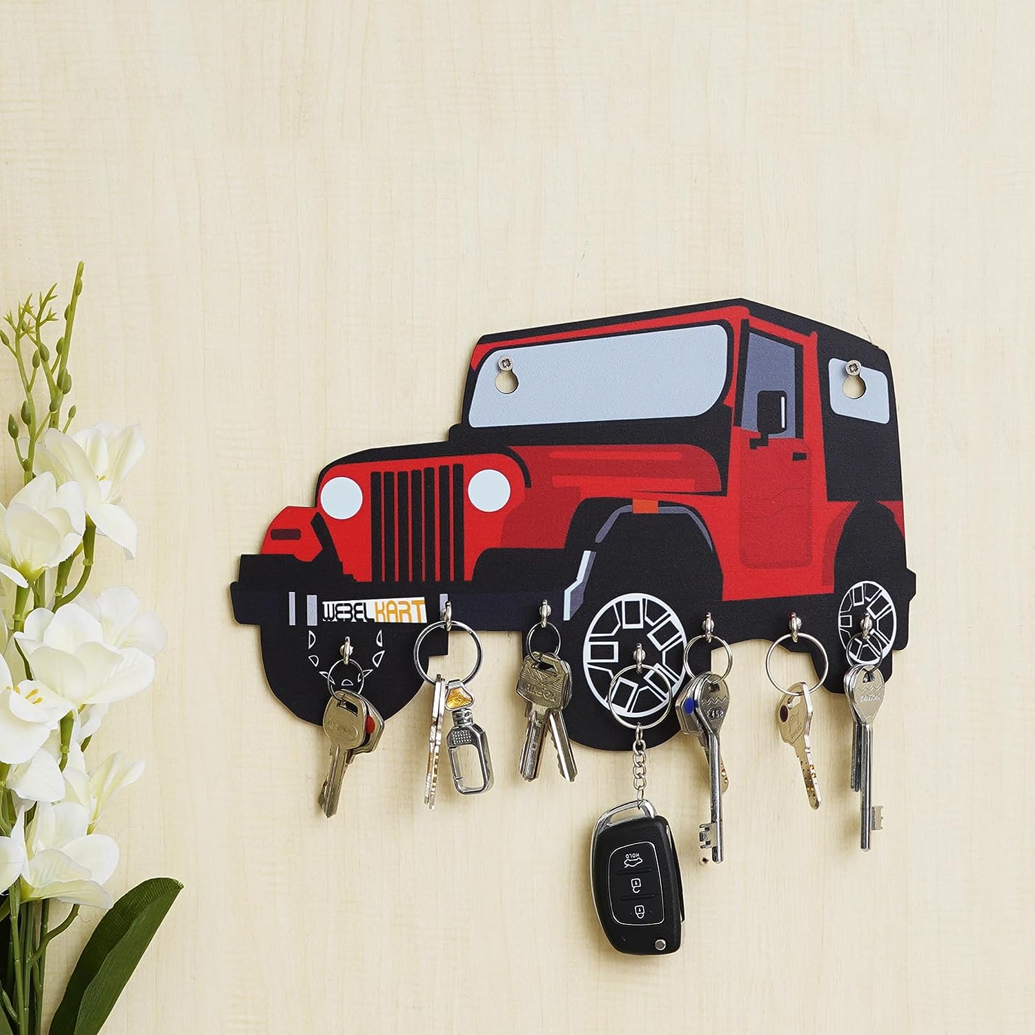 Porte-clés en forme de voiture imprimé