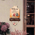 Plaque de bienvenue chouette en forme de maison, décoration de bureau en bois, 48 x 15 cm