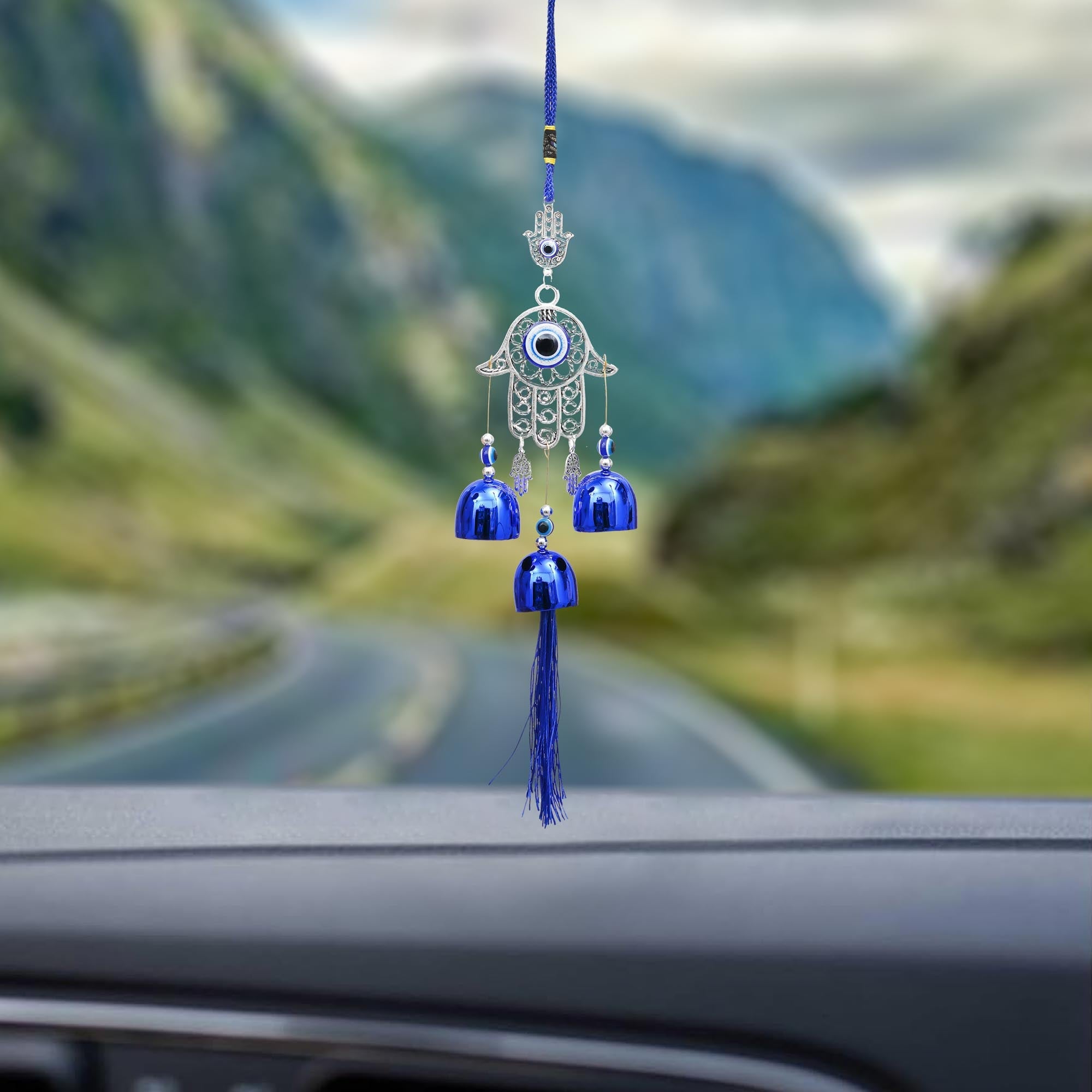 Carillons éoliens haut de gamme Evil Eye pour la décoration intérieure/Carillons éoliens feng shui pour la décoration de balcon ou de chambre à coucher/Carillon éolien à suspendre pour la décoration murale Carillons éoliens pour tableau de bord (35,5 cm)