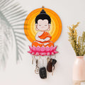 Porte-clés mural en bois imprimé premium Bouddha Gautam pour la décoration de la maison et du bureau - Objets de décoration murale, support mural pour clés (Multi, 25 cm)