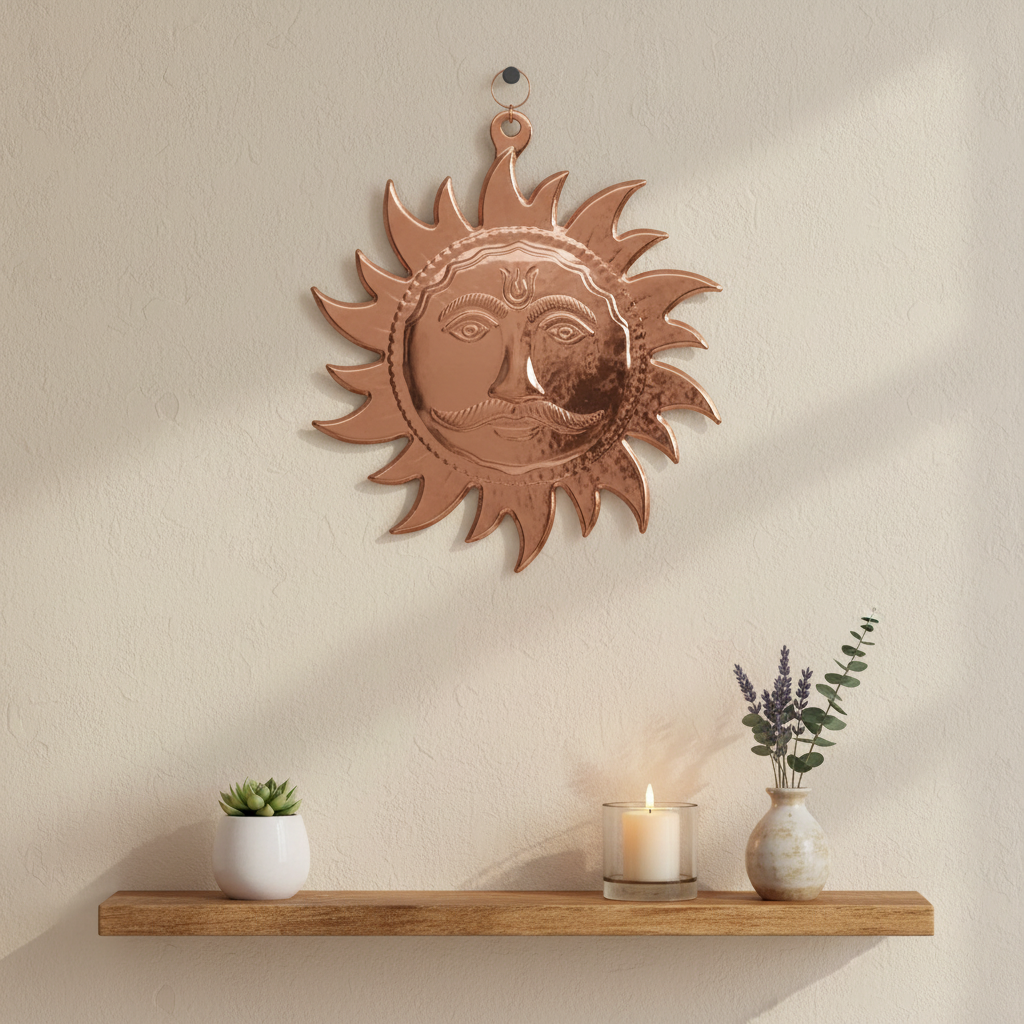Copper Sun Wall Hanging - Close-up Warm Scene