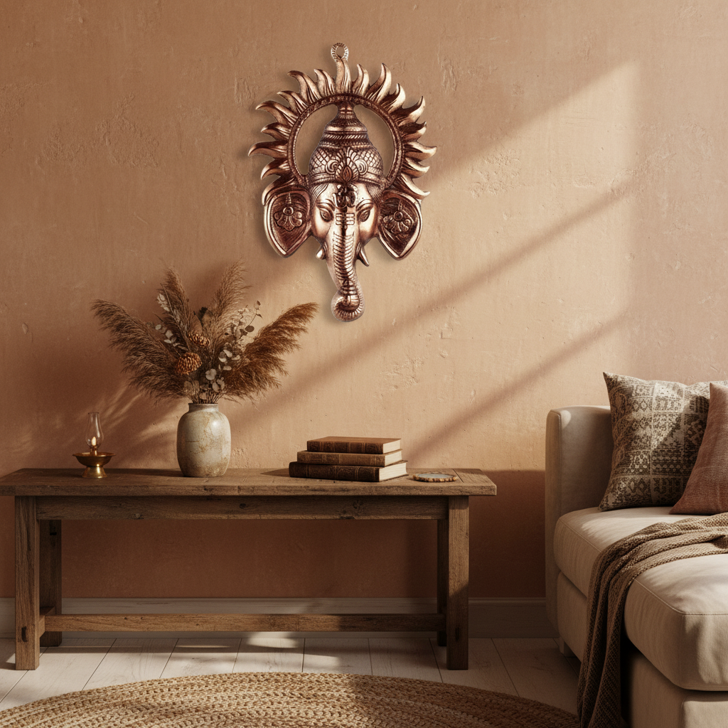 Ganesha Sun Face Wall Hanging - Warm Scene