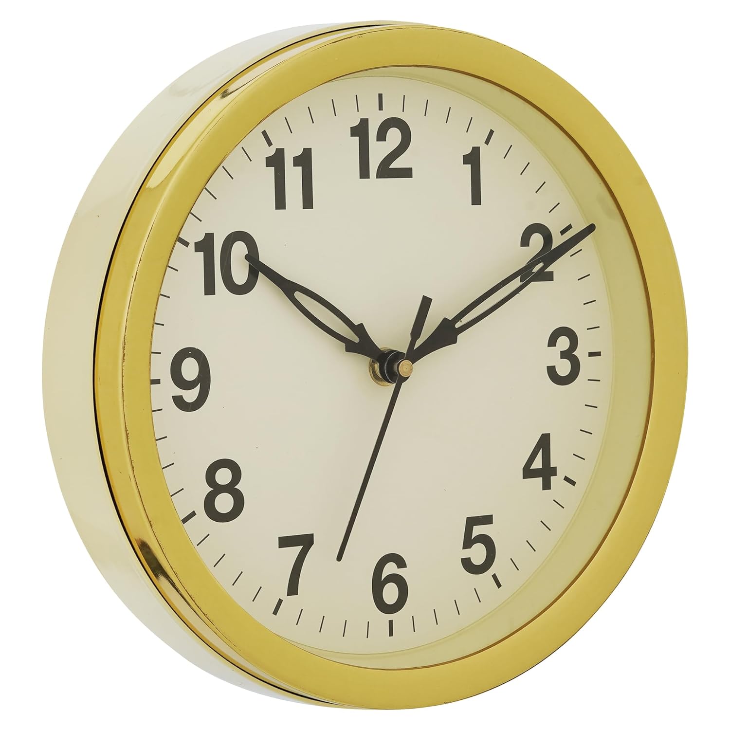 Horloge murale en plastique antique pour la décoration de la maison et du bureau/Horloges murales de bureau/Horloge murale pour le salon/Articles de décoration de Diwali (Silencieuse, 8 pouces (Doré)