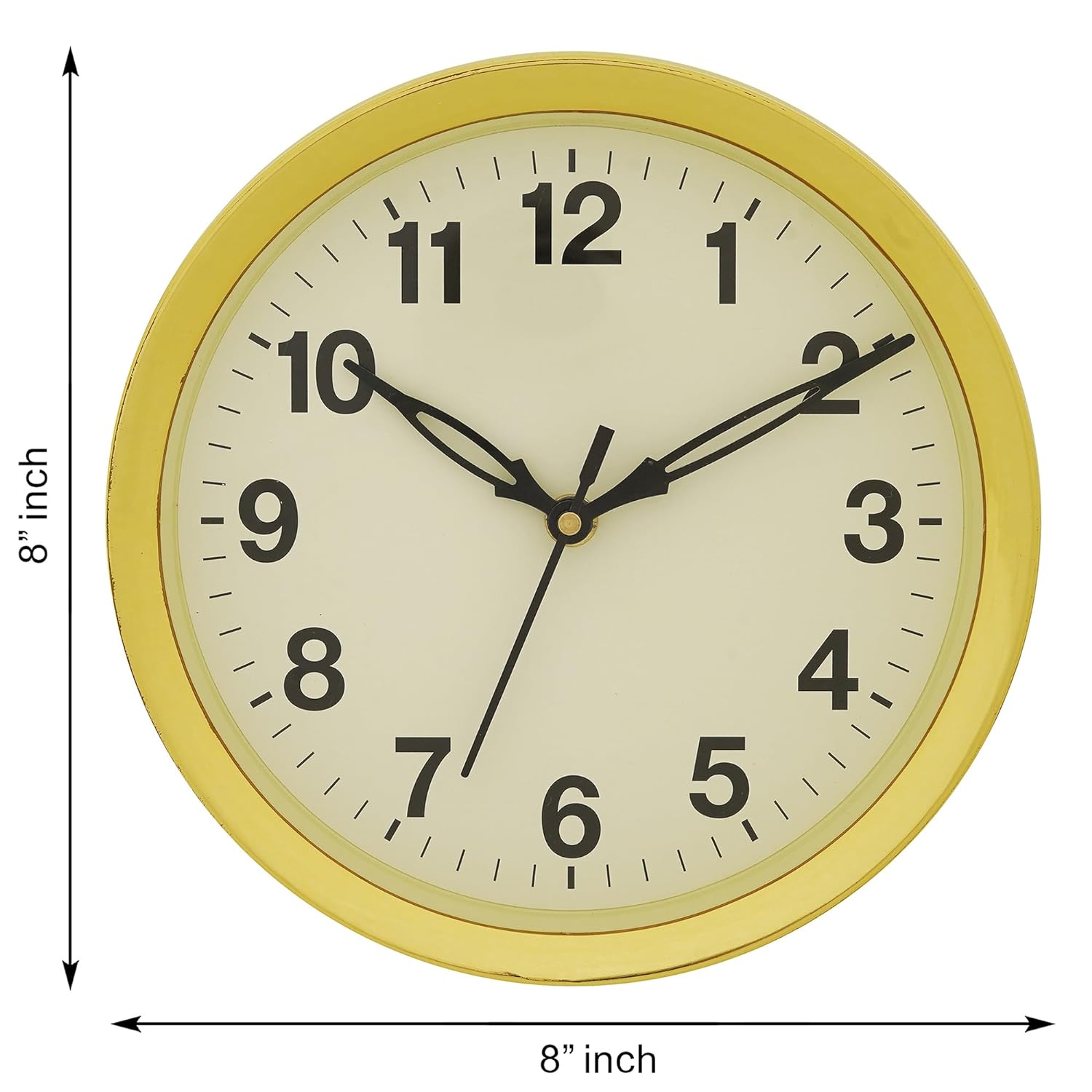 Horloge murale en plastique antique pour la décoration de la maison et du bureau/Horloges murales de bureau/Horloge murale pour le salon/Articles de décoration de Diwali (Silencieuse, 8 pouces (Doré)