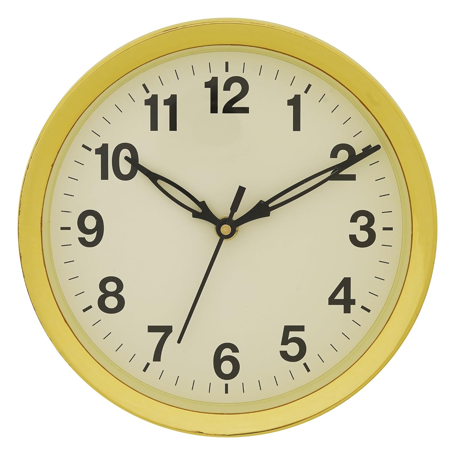 Horloge murale en plastique antique pour la décoration de la maison et du bureau/Horloges murales de bureau/Horloge murale pour le salon/Articles de décoration de Diwali (Silencieuse, 8 pouces (Doré)