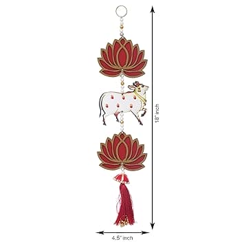 Décoration de porte et murale fleur de lotus pour Diwali | Décoration murale | Décoration de temple | Décoration de maison et de bureau (bois) 45 cm