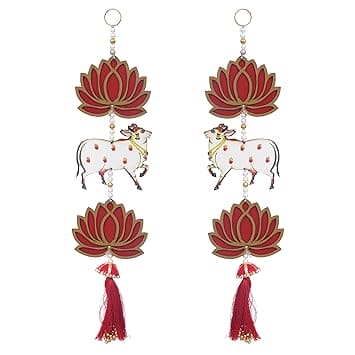 Décoration de porte et murale fleur de lotus pour Diwali | Décoration murale | Décoration de temple | Décoration de maison et de bureau (bois) 45 cm