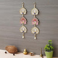 Fleur de lotus rose et blanche avec suspension murale pour la décoration de Diwali | Décoration murale | Décoration murale pour temple pour la maison et le bureau (bois) 40 cm