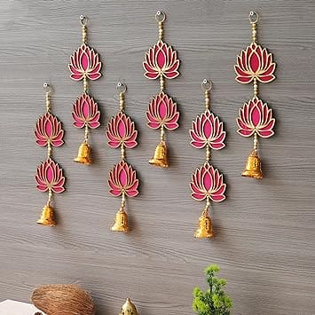 Tentures murales Lotus rose|Tentures toile de fond Lotus| Décor mural|Tentures murales Décor de temple pour la maison et le bureau (Bois) 14 pouces