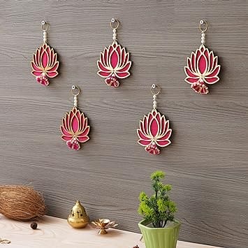 Décoration murale Lotus Premium | Décoration murale de fond Lotus | Décoration murale Ganpati pour la maison et le bureau (bois) 15 cm