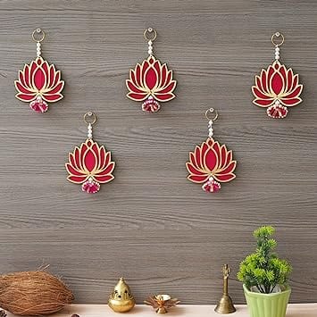 Décoration murale Lotus Premium | Décoration murale de fond Lotus | Décoration murale Ganpati pour la maison et le bureau (bois) 15 cm